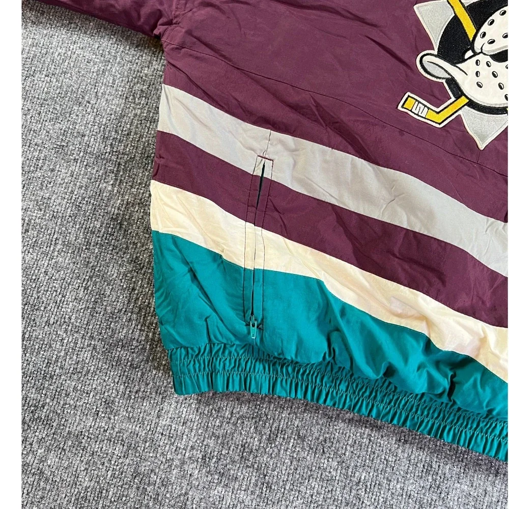 Vintage Apex One Mighty Ducks Puffer Jacket Mens Large Eggplant 90s Quarter Zip